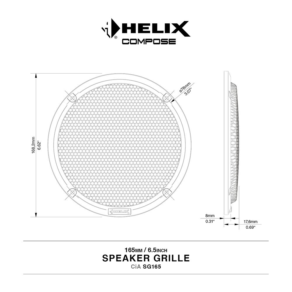 HELIX CiA SG165 Speaker Grille Set for 6.5" COMPOSE i7 & i3 speakers - Image 2